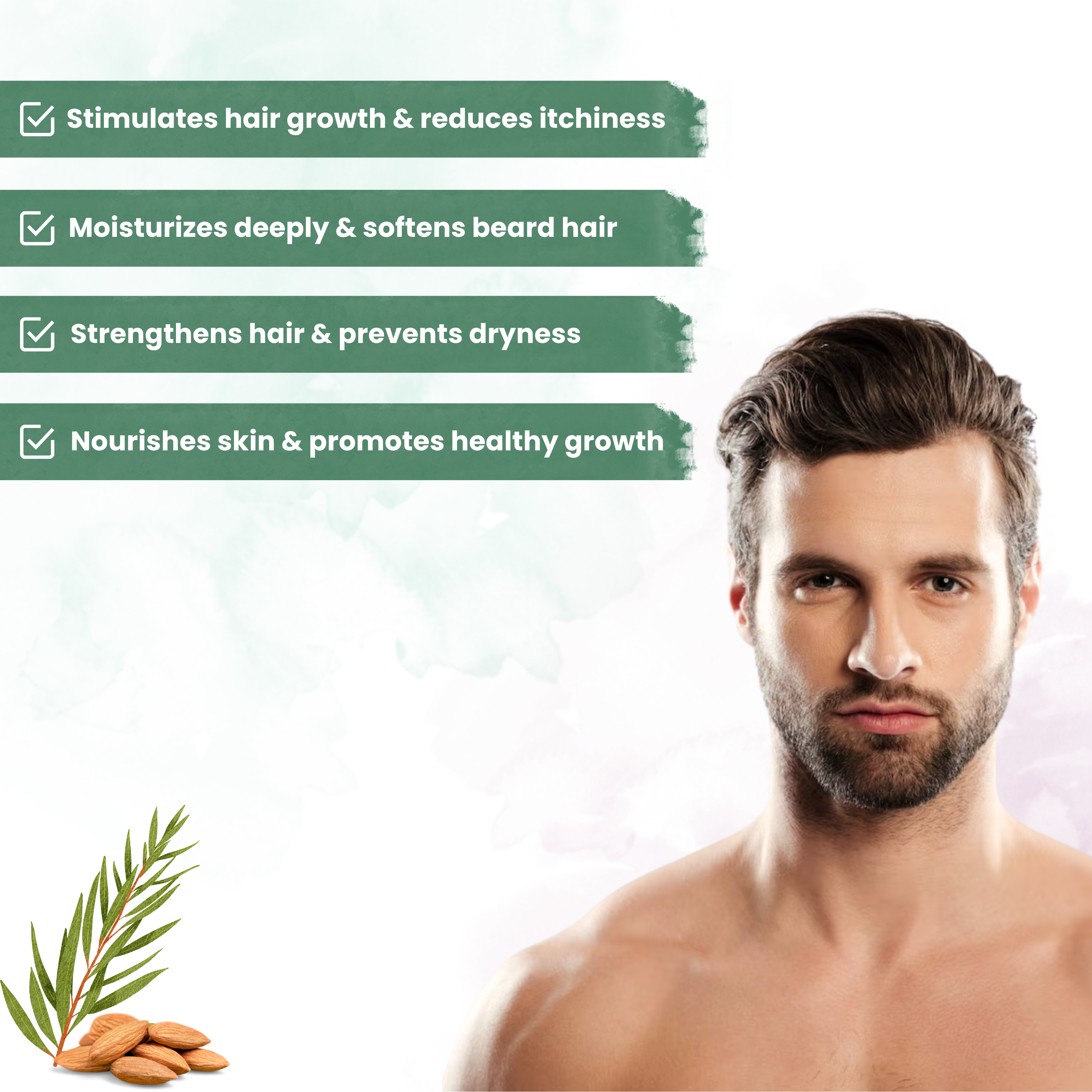 Beard Oil With Rosemary Oil, Tea Tree Oil, &Sweet Almond Oil For  Growth BoosterWith Rosemary Oil , Tea Tree Oil, &Sweet Almond Oil For  Growth Booster