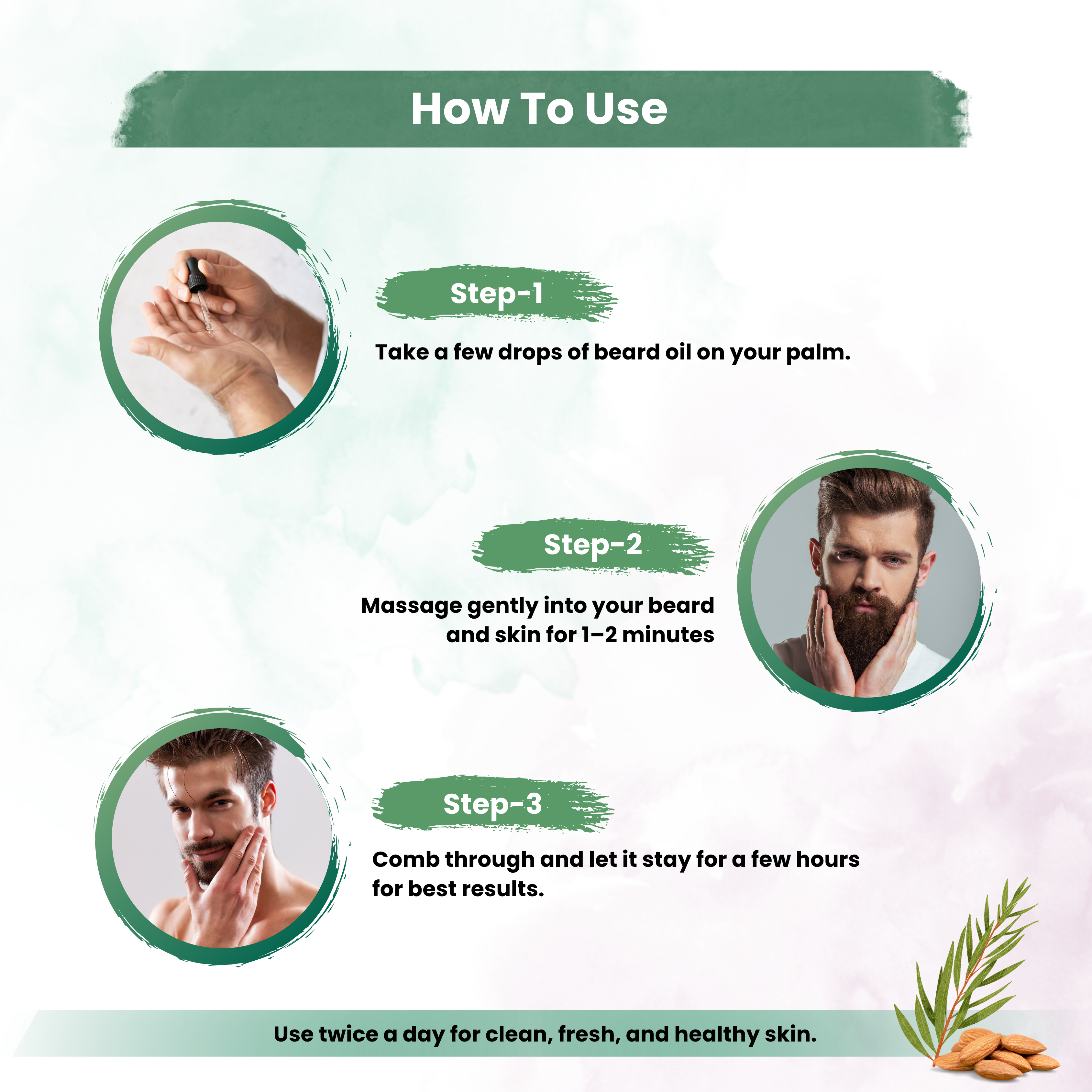 Beard Oil With Rosemary Oil, Tea Tree Oil, &Sweet Almond Oil For  Growth BoosterWith Rosemary Oil , Tea Tree Oil, &Sweet Almond Oil For  Growth Booster