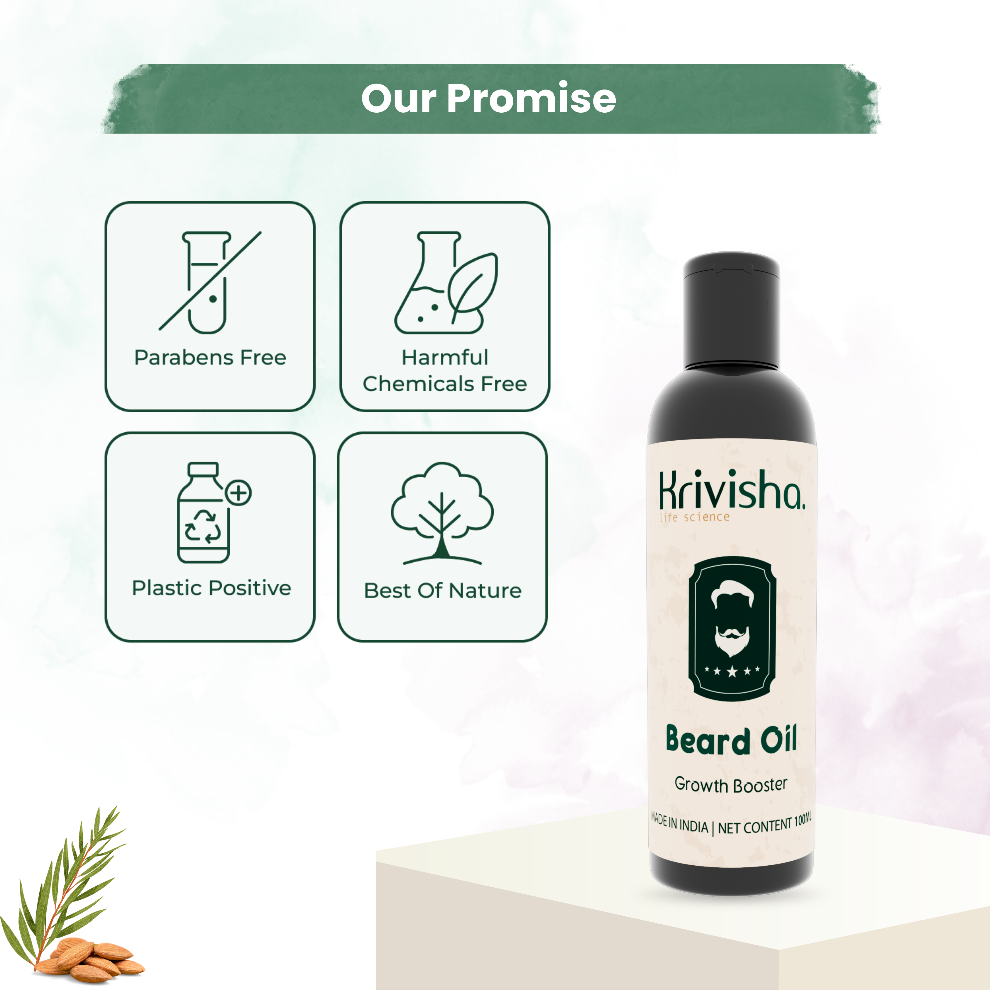 Beard Oil With Rosemary Oil, Tea Tree Oil, &Sweet Almond Oil For  Growth BoosterWith Rosemary Oil , Tea Tree Oil, &Sweet Almond Oil For  Growth Booster