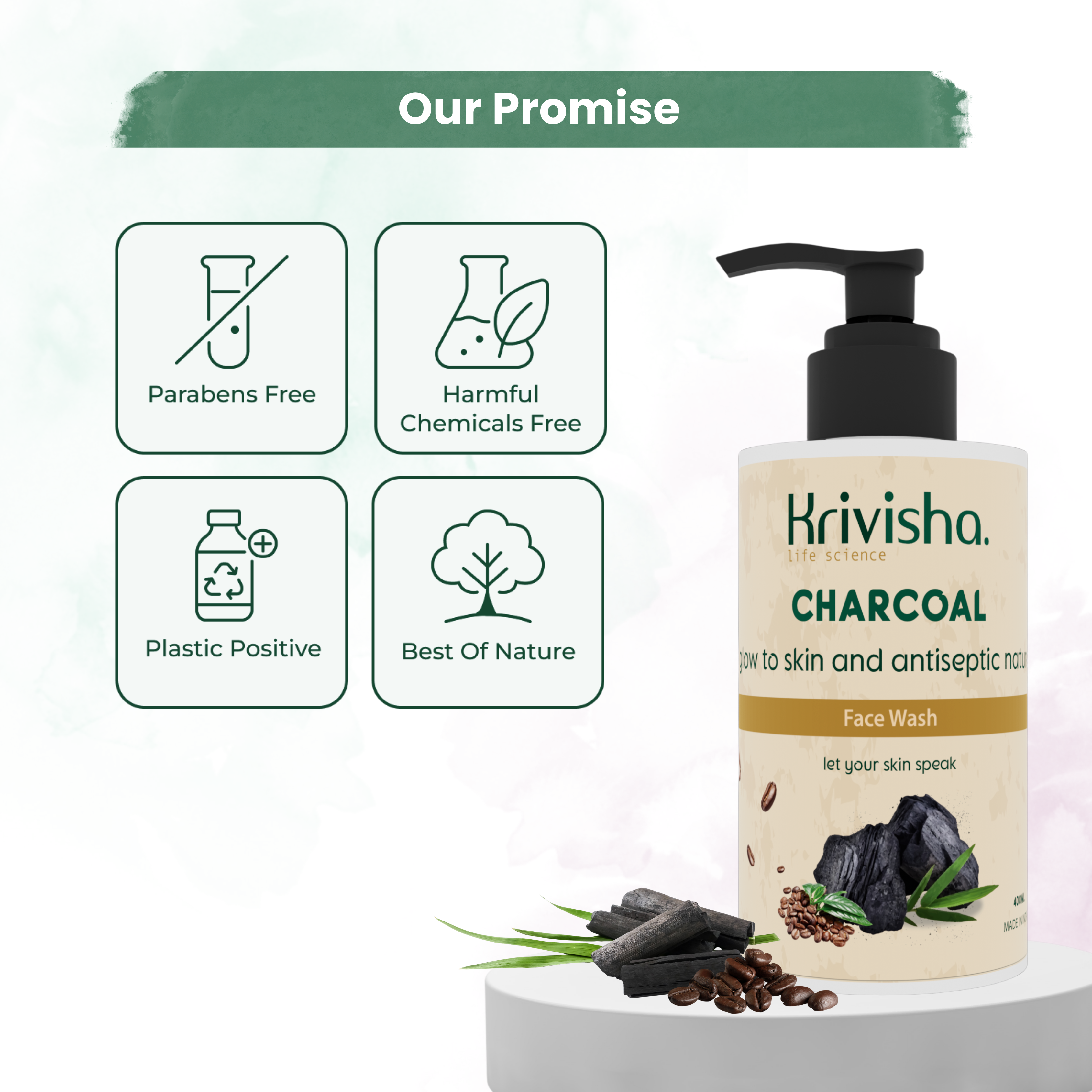 Charcoal Glow To Skin Facewash With Activated Charcoal For Antiseptic Natural