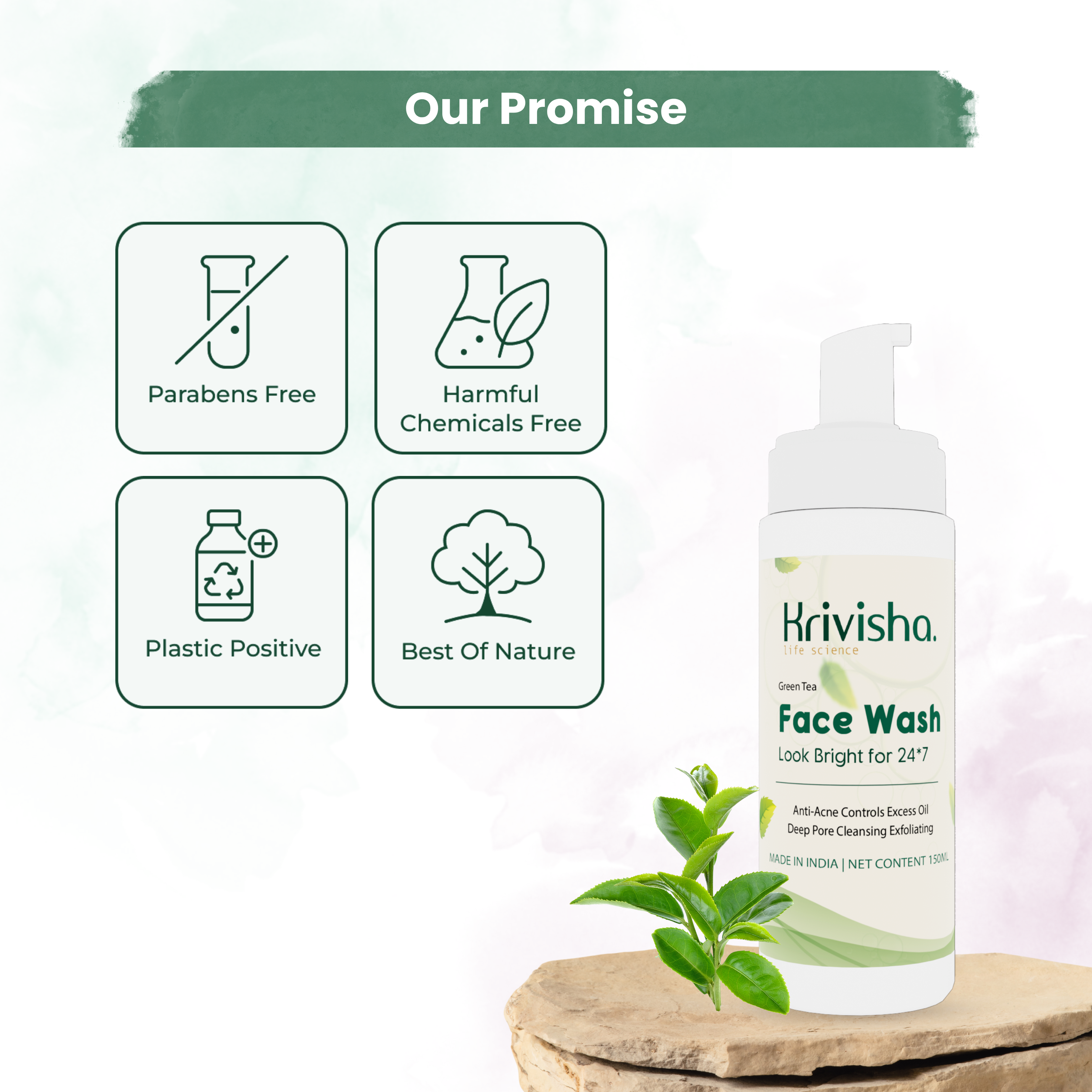 Green Tea Facewash With Green Tea & Tea Tree For Anti Acne & Controls Excess Oil