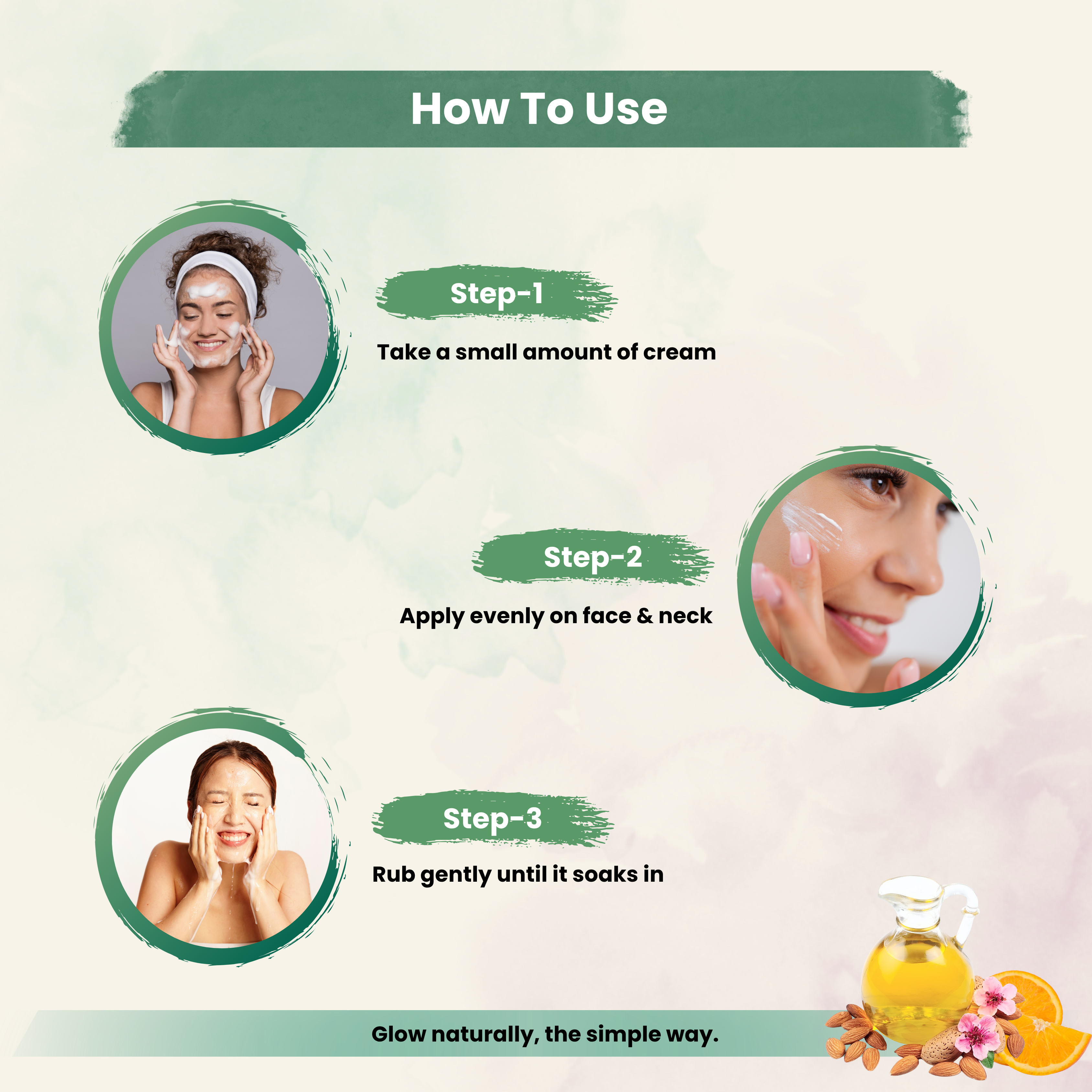 Instant Glow  Natural Glow Cream With Vitamin -C ,Almond Oil For Improves Skin  Cell Turnover