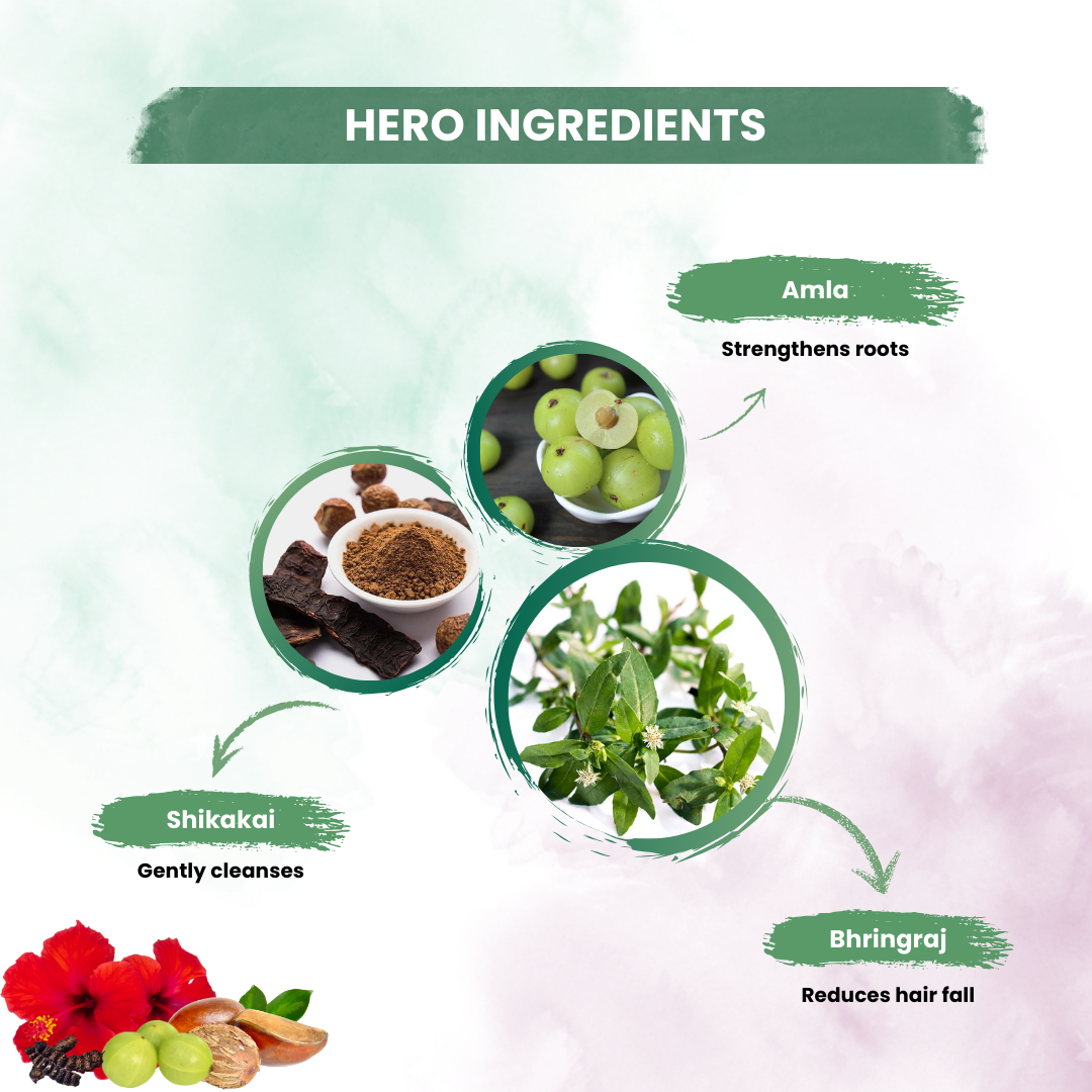 Natural Ingrediants Shampoo With Amala,Aritha,Bhringaraj,Shikakai For Cleanser For Controlling Dandruff & Hair Fall Strenthen Hair