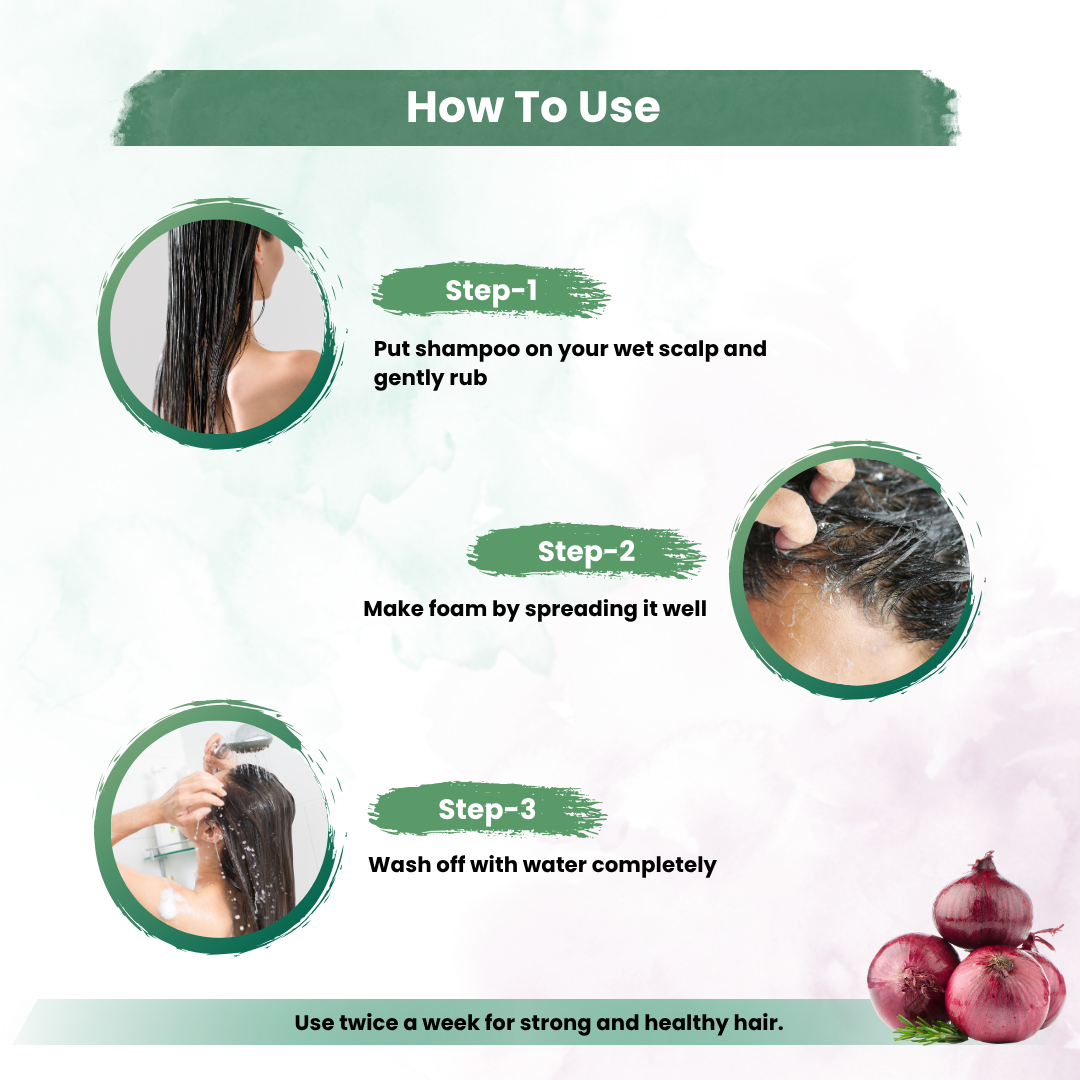 Onion Hair Shmpoo With Onion, Ginger & Pea Extract For Reduce Hair Fall/Smoothens Hair