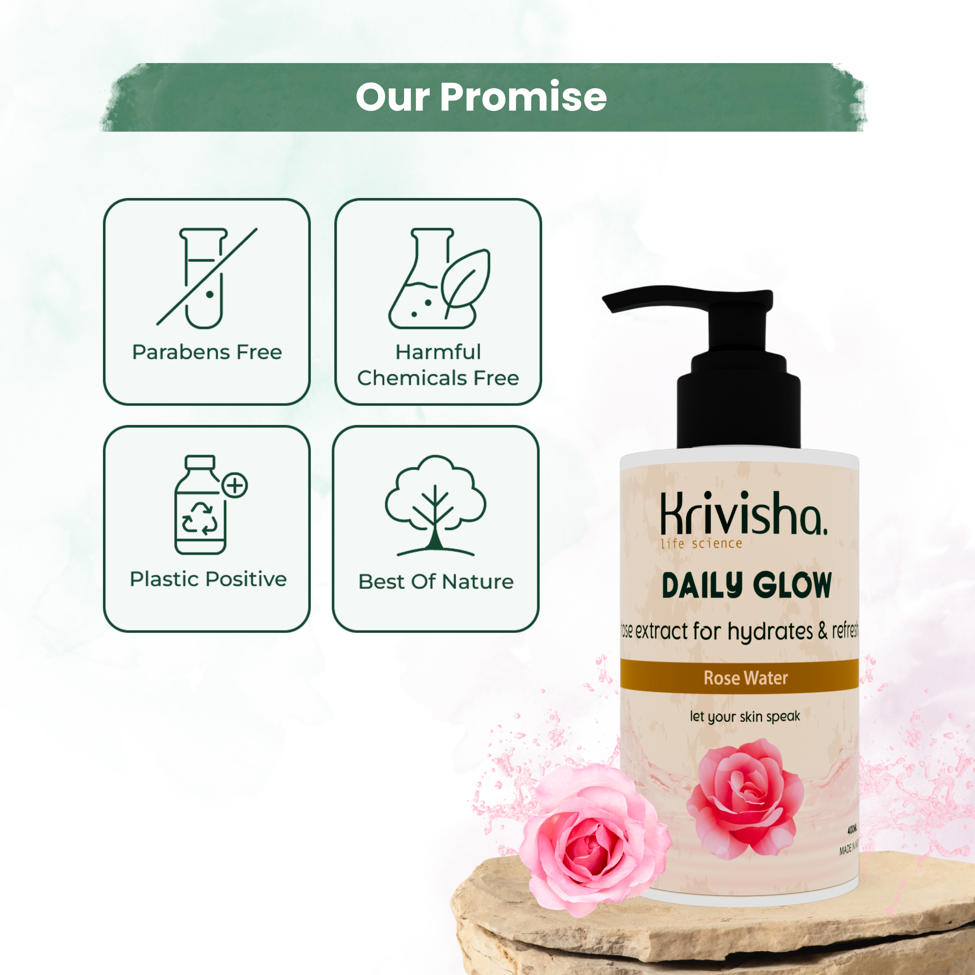 Rosewater  With Rose Extract For  Hydrates & Refreshes