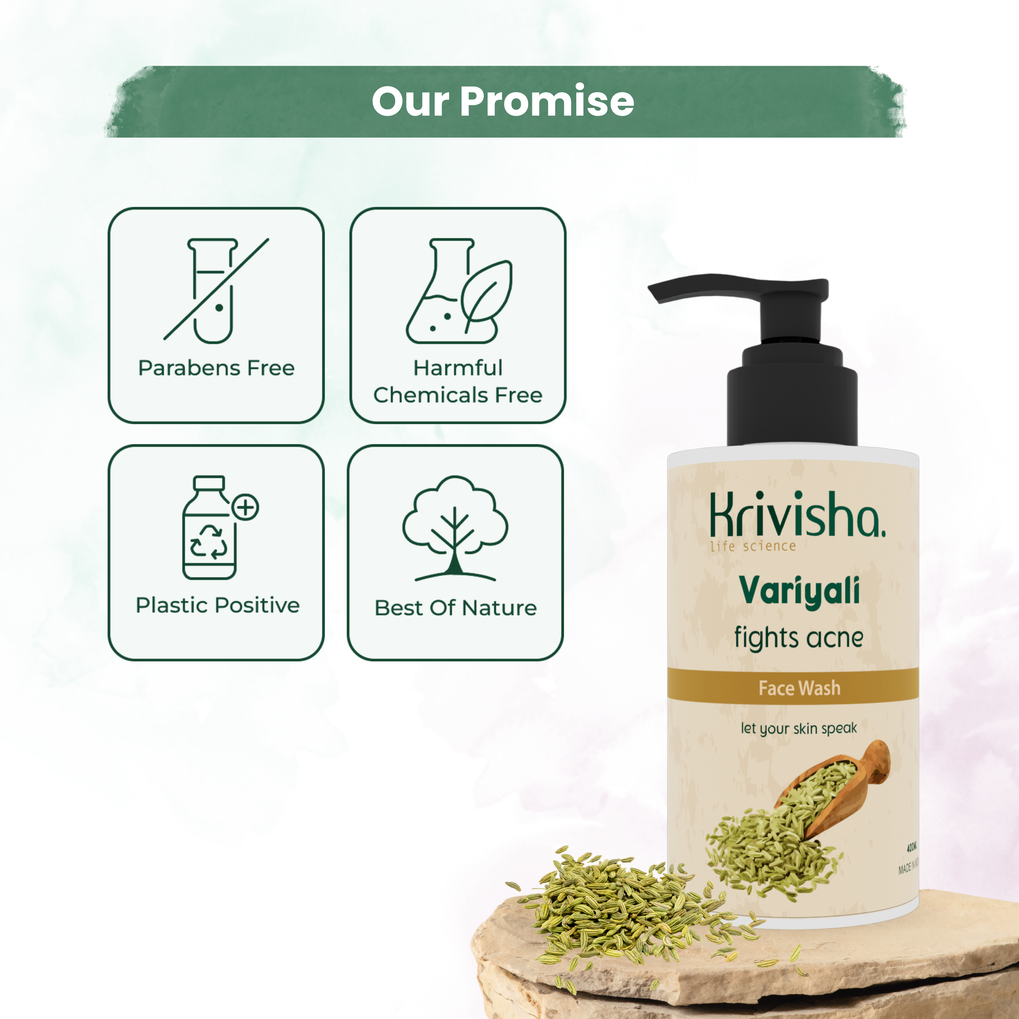 Variyali Fights Acne Facewash  With Variyali ,Aloevera, And   Polyquaternium -7 For Skin Irritation