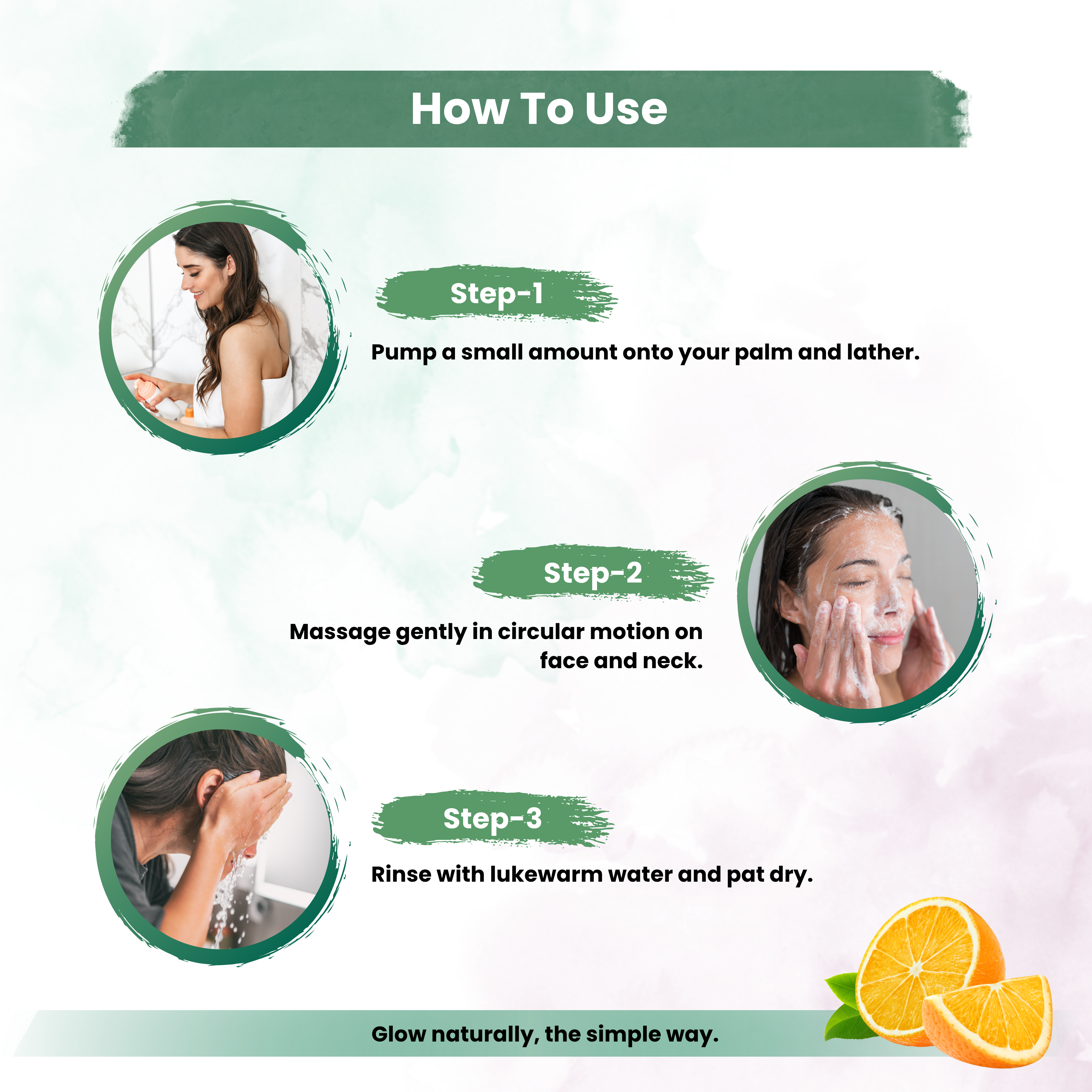 Vitamin-C blush and glow facewash with orange and manjistha for remove dust