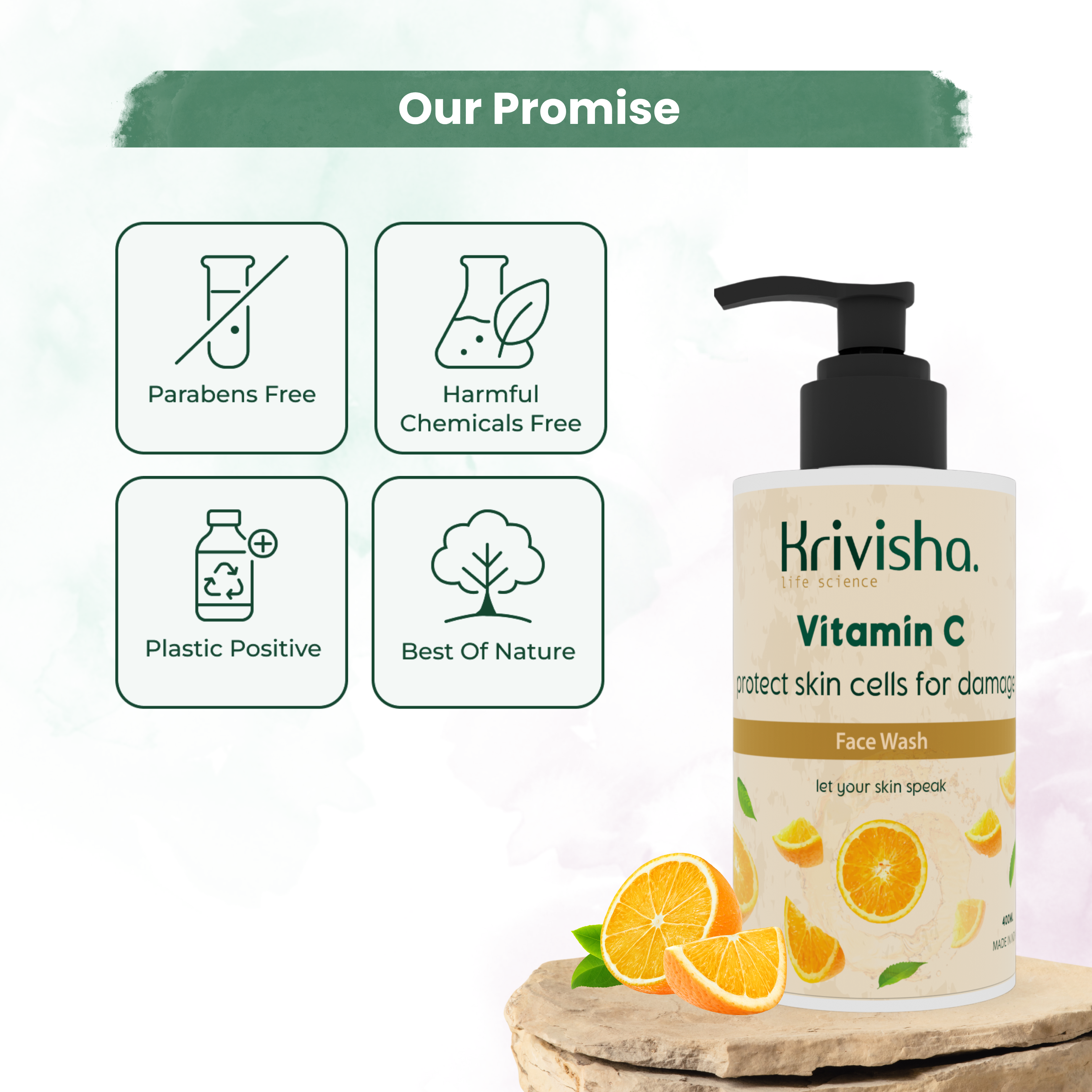 Vitamin -C Protect Skin Facewash With  Orange For Clears Dullness